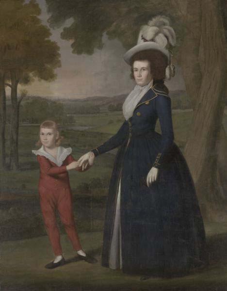 Ralph Earl Mrs. William Moseley (Laura Wolcott), (1761-1814) and her son Charles (1786-1815) Sweden oil painting art